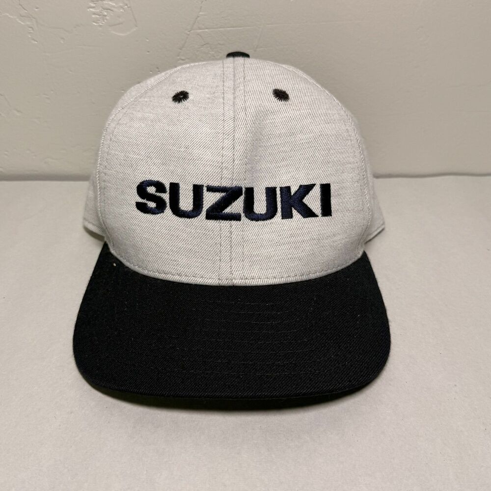 Vintage SUZUKI Racing Men's Snapback Gray Blue USA Made Medium / Large